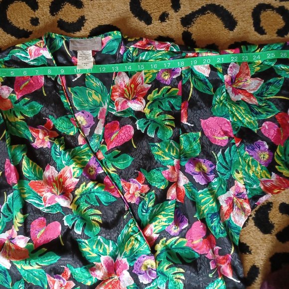 Mint Condition Vintage Tropical Jungle Print Dressing Gown With Pockets - Picture 5 of 10